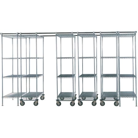 Nexel Space-Trac, 6 Unit, Poly-Z-Brite High Density Shelving, 48inW x 18inD x 76inH, 12ft Length 795989
